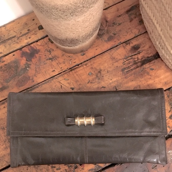 Vintage 1970’s / brown leather envelope clutch - Picture 1 of 8